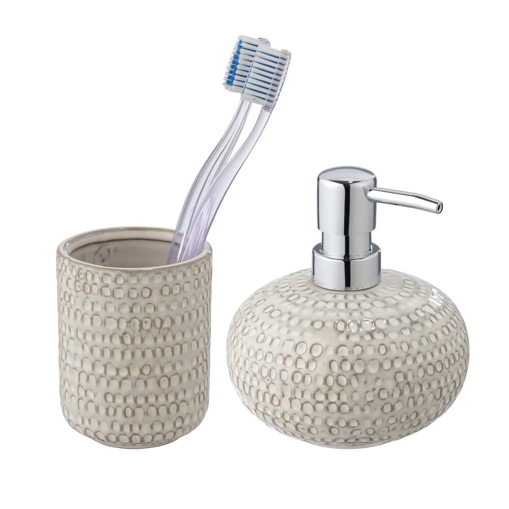 Waschtisch-Set Mod. Pergole, 2-teilig 1 Seifenspender, 1 Zahnputzbecher