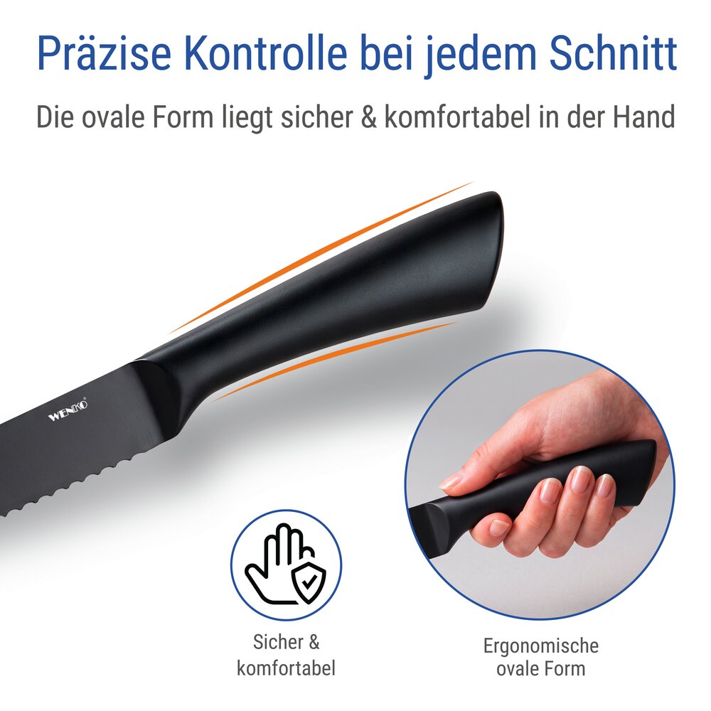 Couteau à pain Mod. Ace, noir  couteaux de cuisine en acier inoxydable