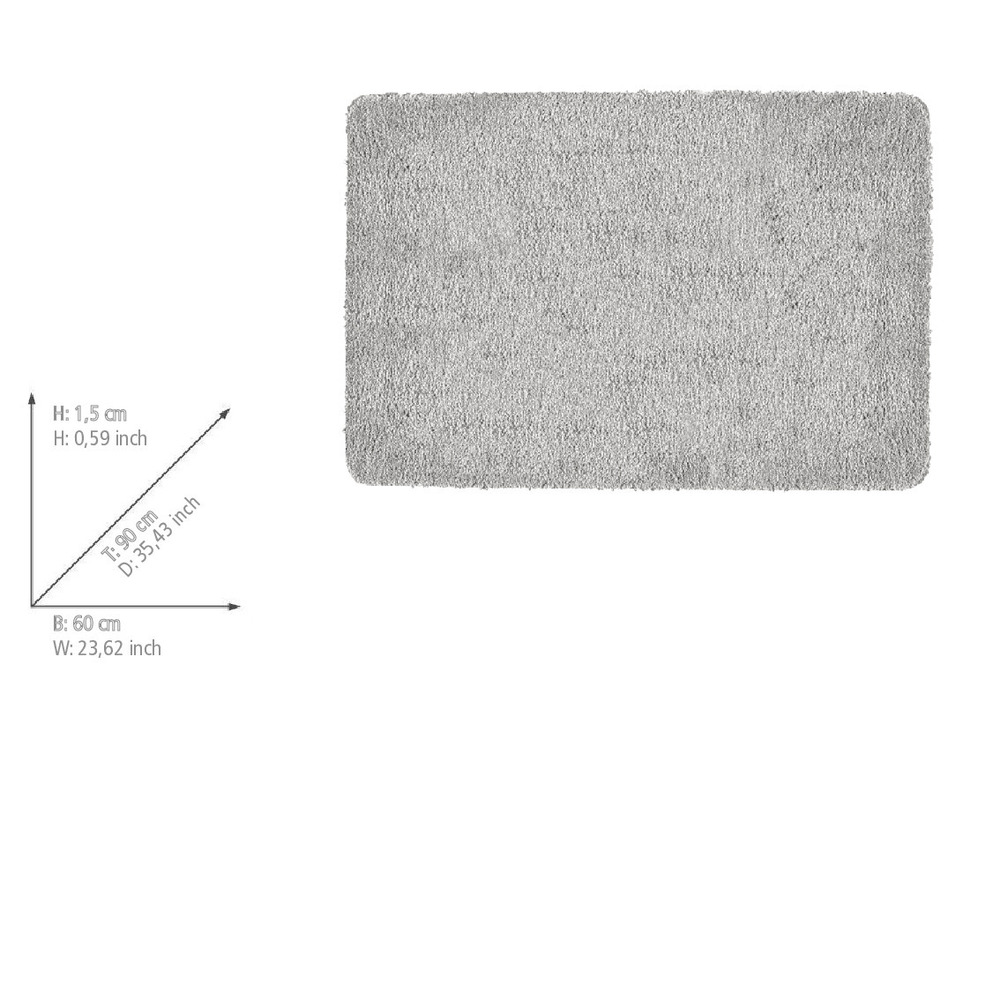 Badtapijt Mod. Badia, grijs, polyester, 60x90 cm