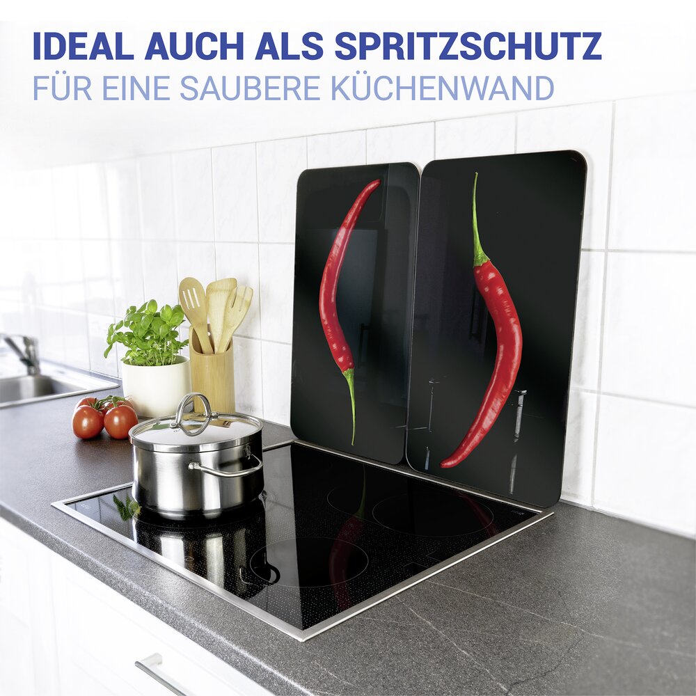 Herdabdeckplatte Universal Mod. Hot Peperoni, 2er Set  für alle Herdarten geeignet