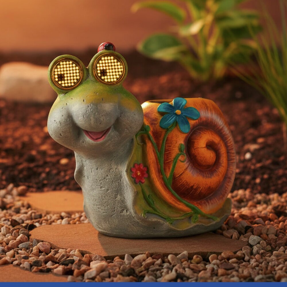 LED Gartenfigur Schnecke Mod. Blinky Eyes  solarbetriebene Gartendekoration mit leuchtenden Augen