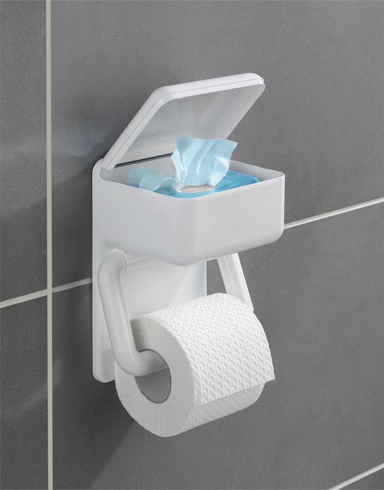 Toilettenpapierhalter 2 in 1  mit Ablage für feuchte Toilettentücher