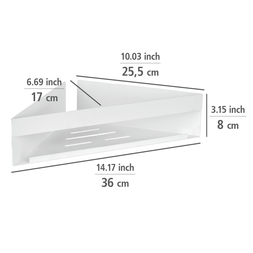 Turbo-Loc® Eckablage Mod. Genova White matt  Befestigen ohne Bohren mit Spezial-Klebepad