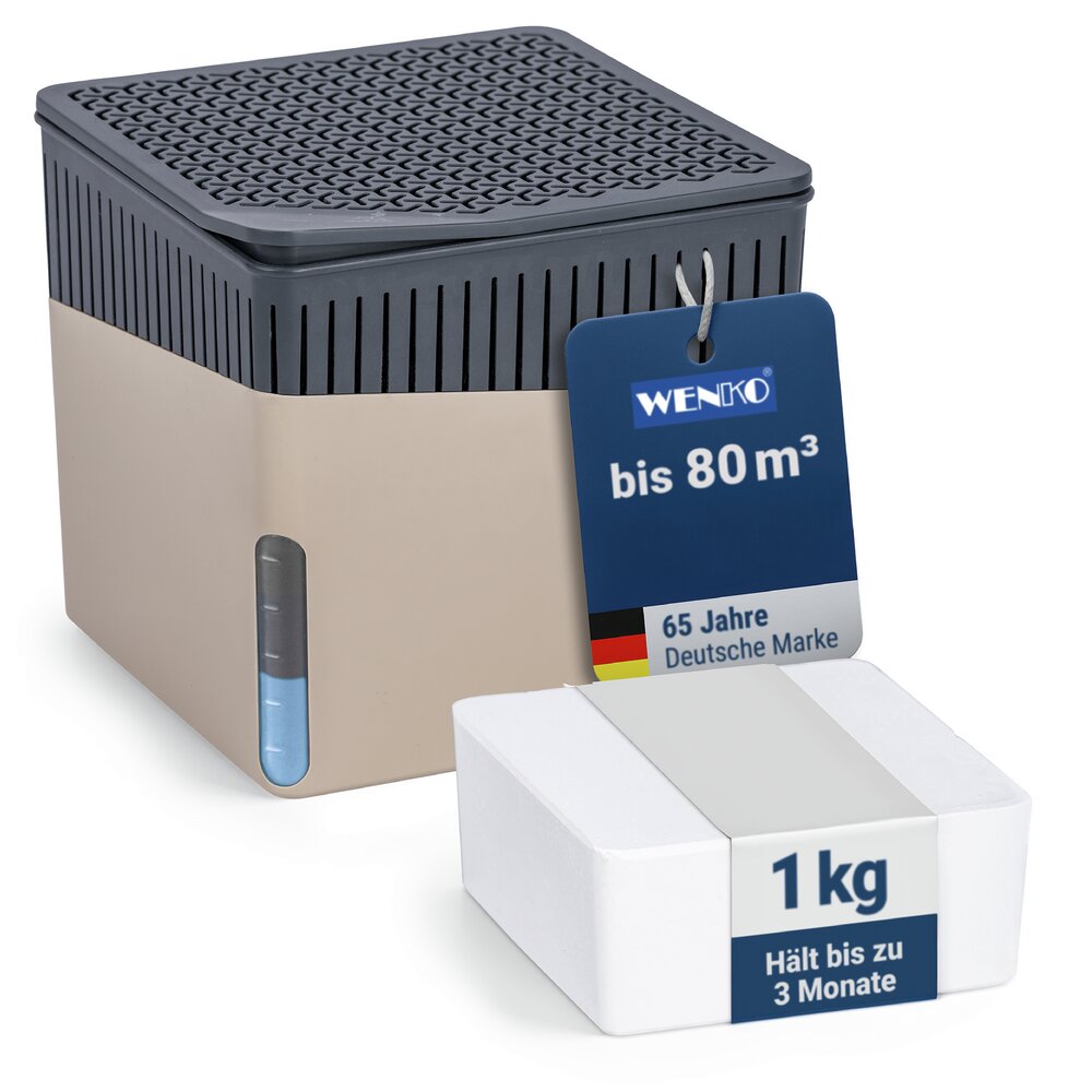 Raumentfeuchter Mod. Cube Beige 1000 g  beugt Schimmel und Gerüchen vor