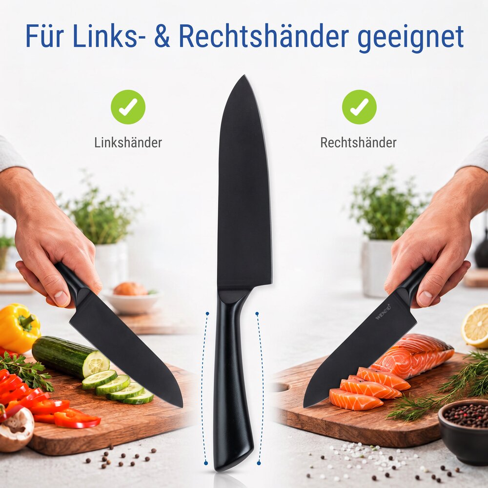 Kochmesser Mod. Ace, Schwarz  Küchenmesser aus rostfreiem Edelstahl