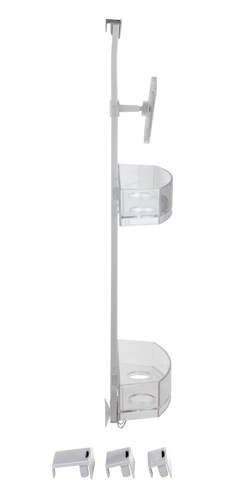 Valet de douche Premium  2 rangements, 1 crochet en acier inox