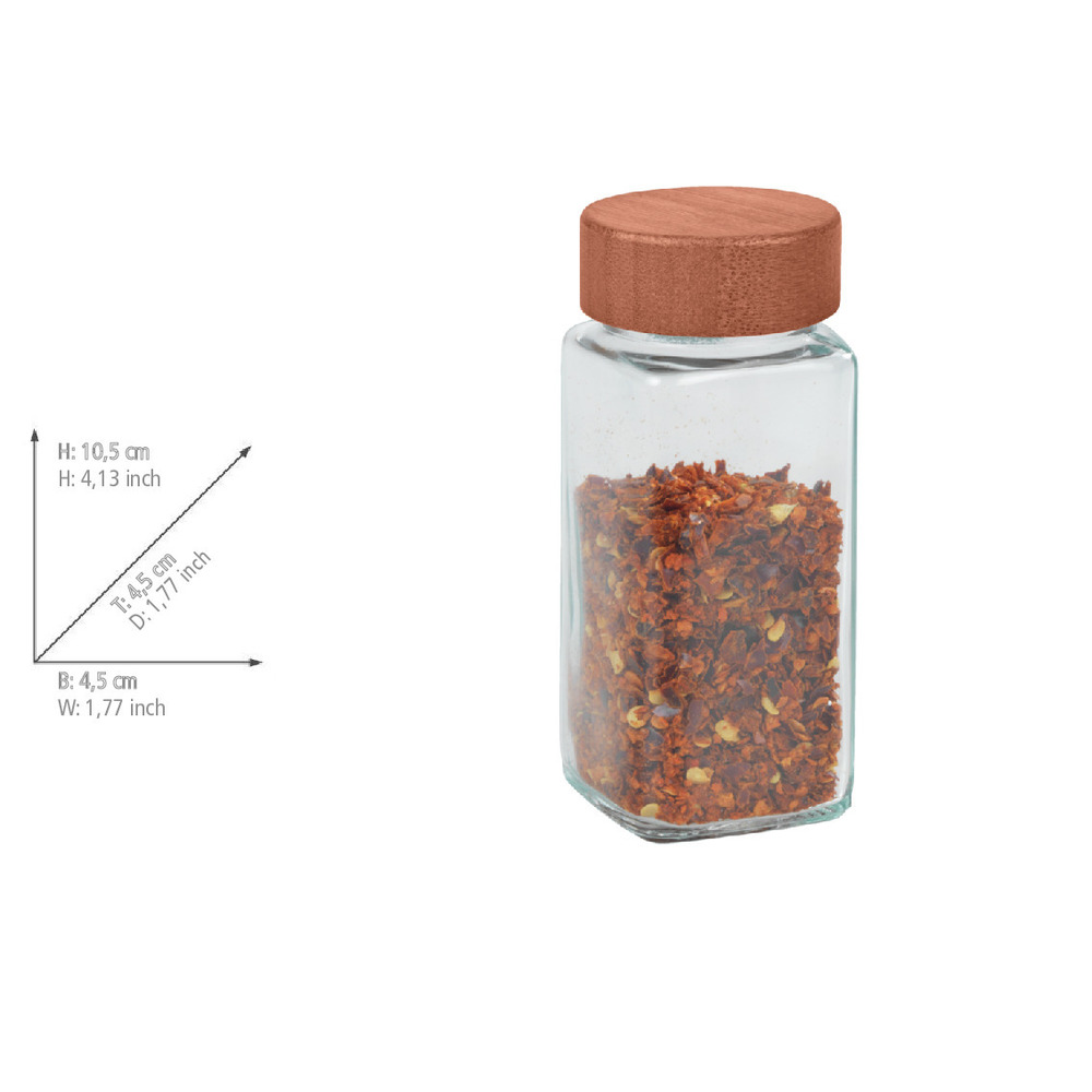 Glas-Gewürzstreuer Mod. Anni  mit Bambus-Deckel