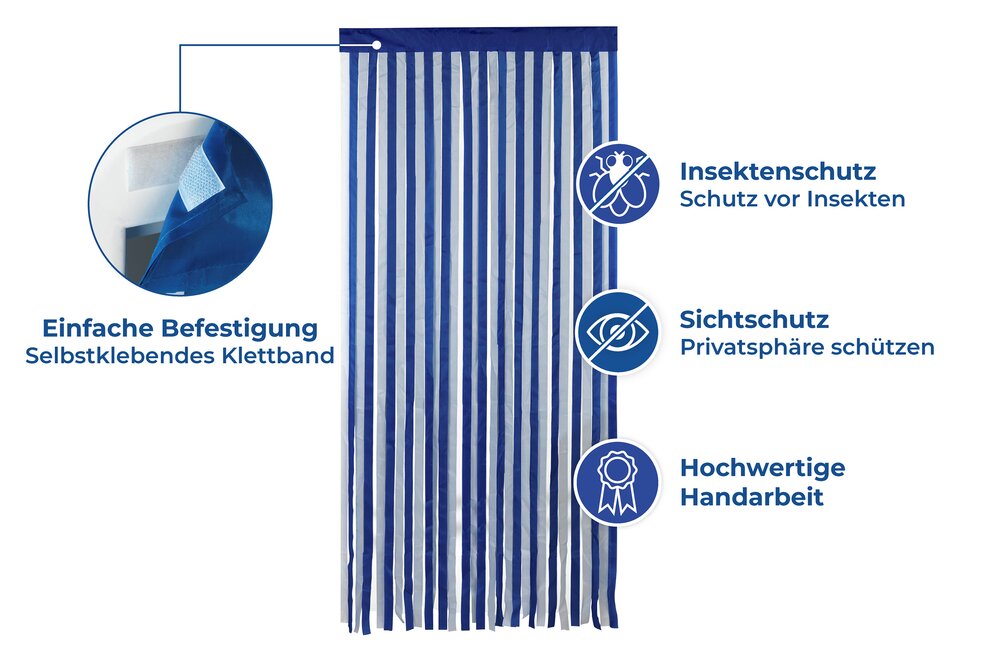 Rideau de porte bleu-blanc