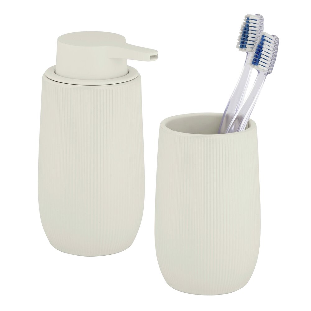 Bad-Accessoire Set Mod. Fablo Creme, 2-teilig  aus hochwertiger Keramik