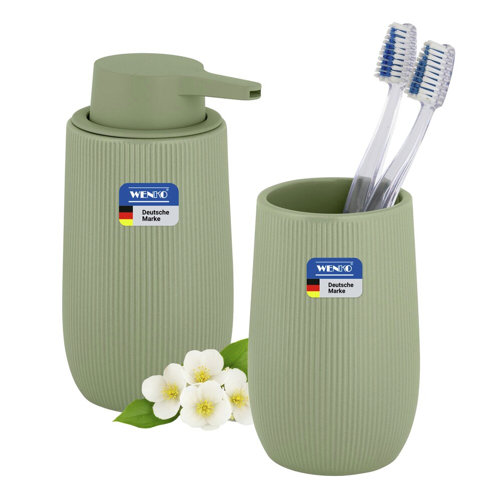 Bad-Accessoire Set Mod. Fablo Grün, 2-teilig  aus hochwertiger Keramik