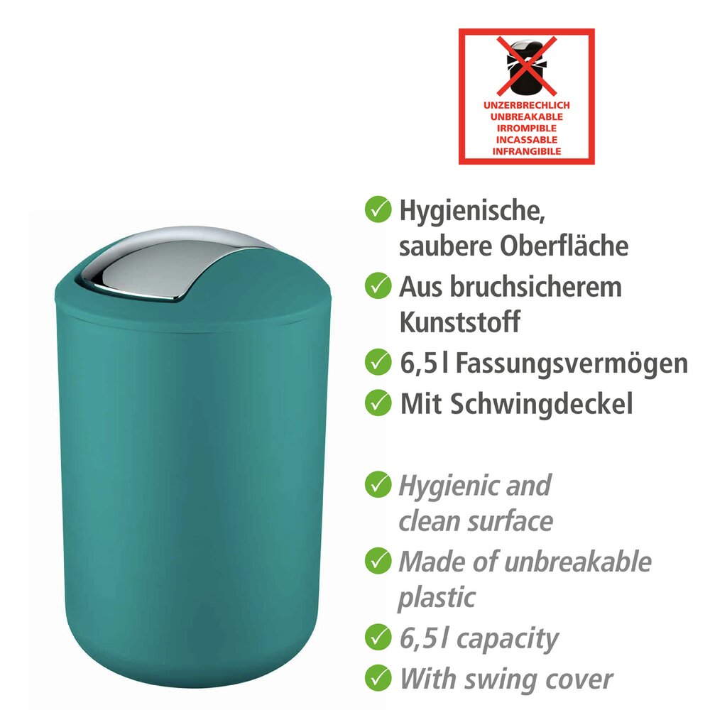 Bad-Accessoire Set Mod. Brasil Petrol, 4-teilig   Seifenspender, WC-Garnitur, Zahnputzbecher, Kosmetikeimer