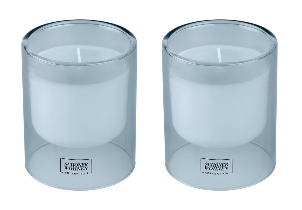 Collection SCHÖNER WOHNEN Bougie parfumée Mod. Soft-Cotton L, lot de 2  Durée de combustion : 45 - 55 heures