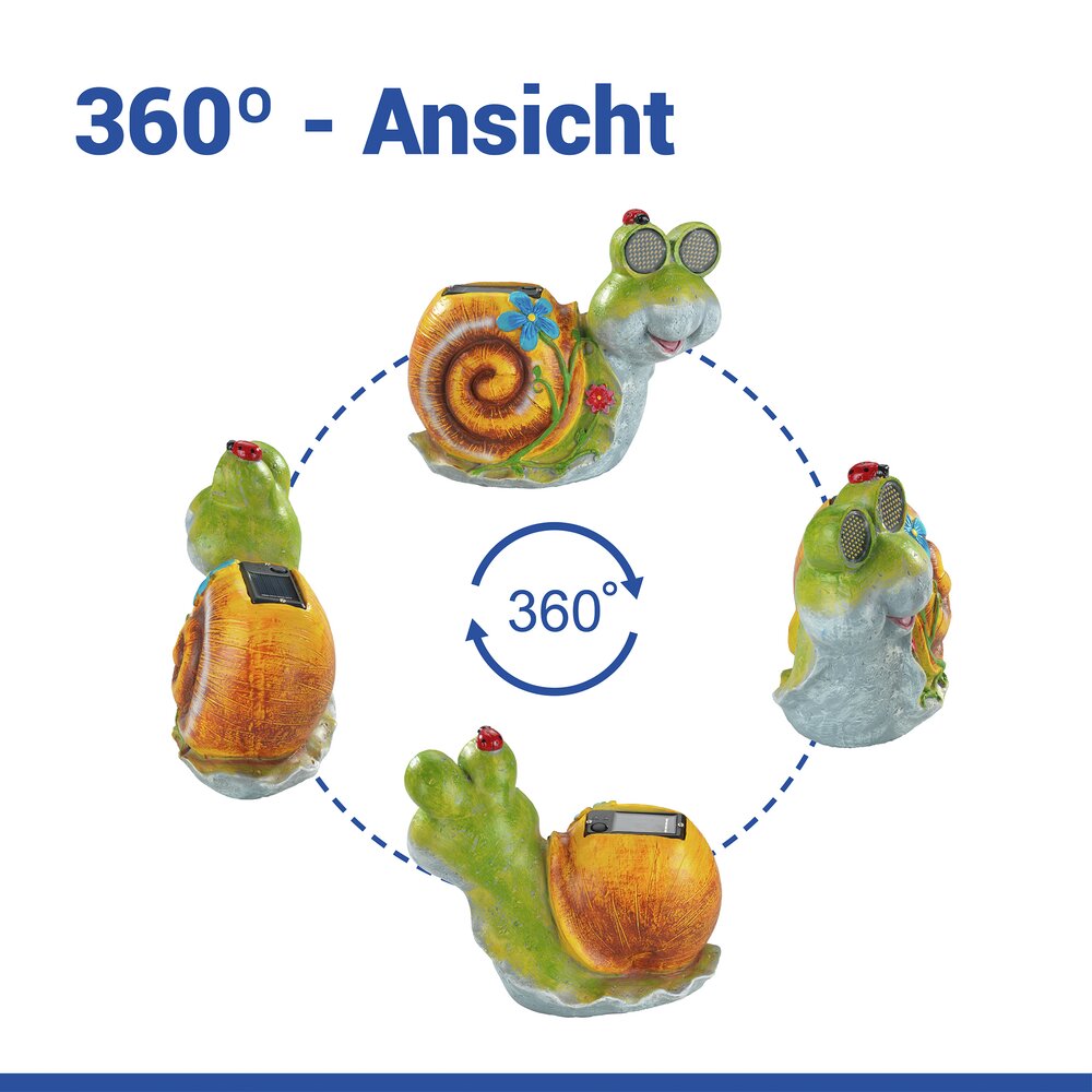 LED Gartenfigur Schnecke Mod. Blinky Eyes  solarbetriebene Gartendekoration mit leuchtenden Augen