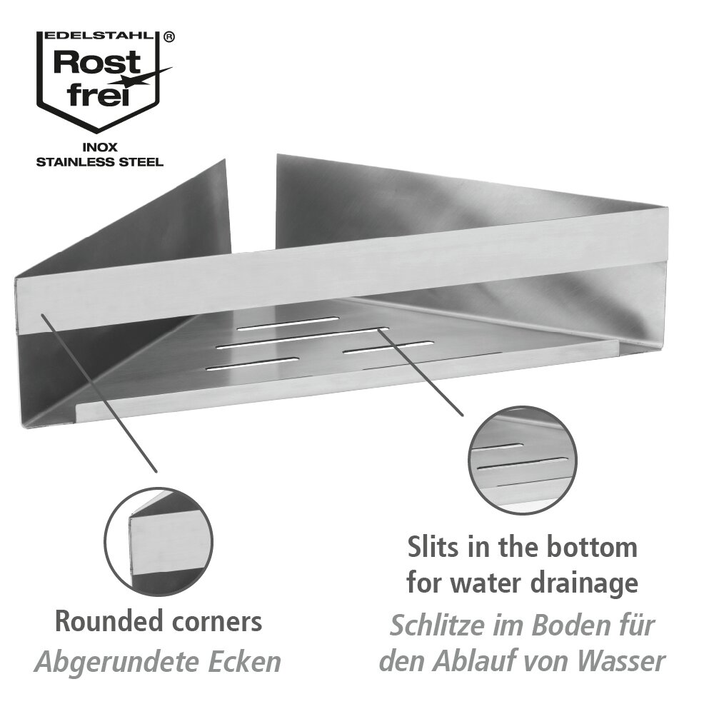 Turbo-Loc® Eckablage Mod. Genova Matt  Befestigen ohne Bohren mit Spezial-Klebepad