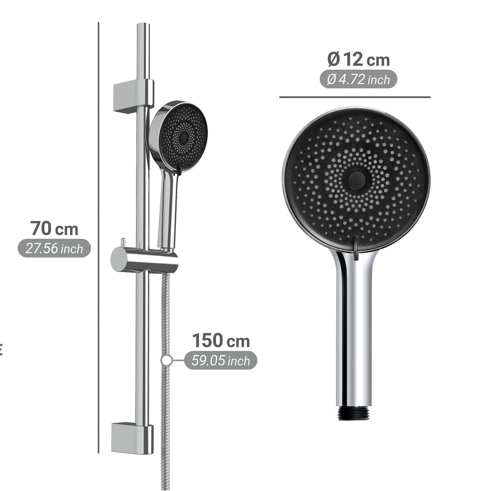 Doucheset Mod. Softwater, chroom, roestvrij staal, 70 cm