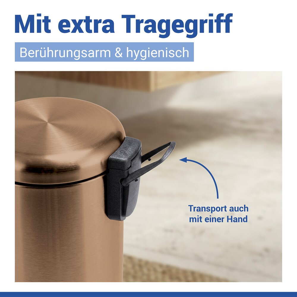 Poubelle à pédale Leman métallique cuivre  3 l, acier inox