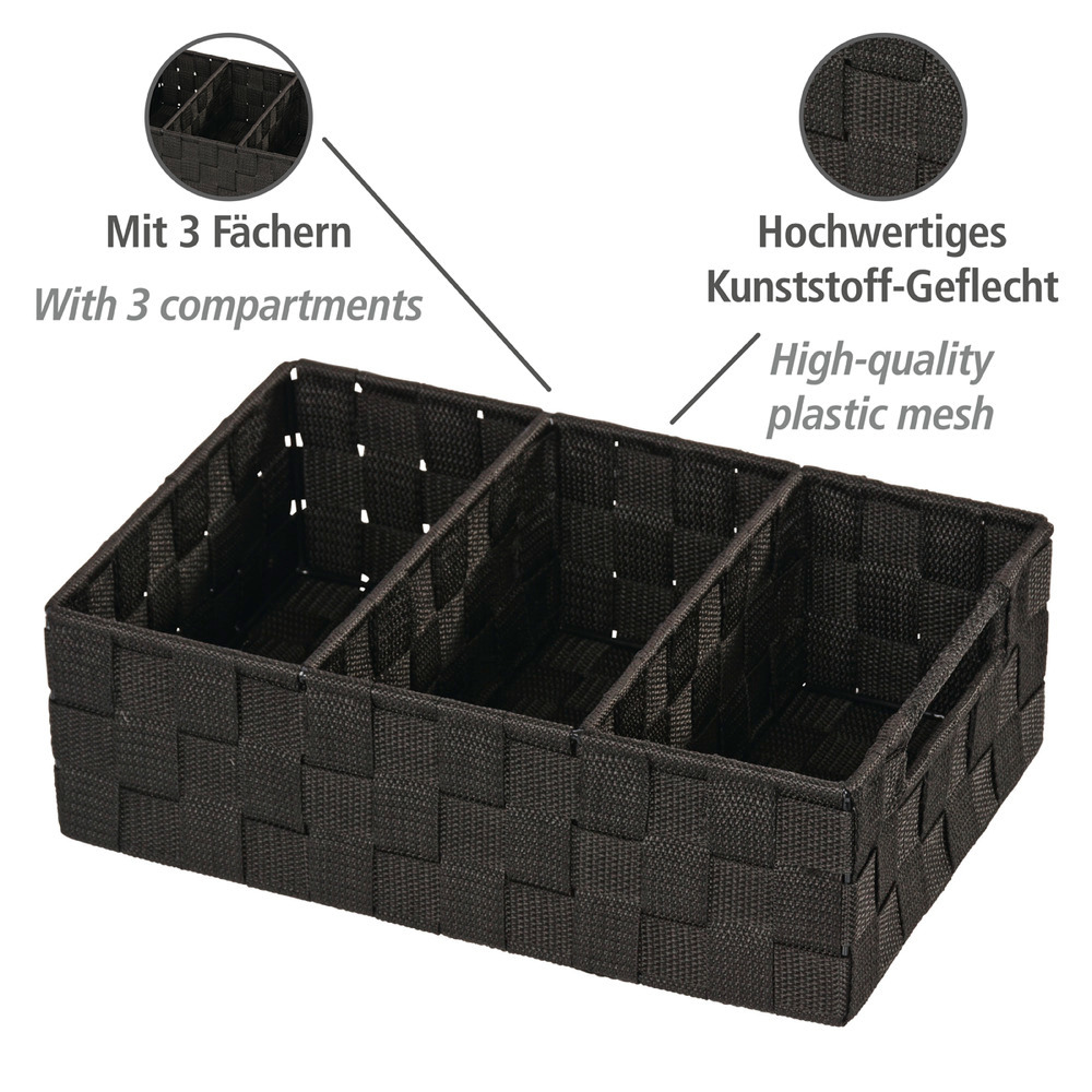 Organizer Mod. Adria Schwarz, 3 Fächer, mit Griff  mit Griff