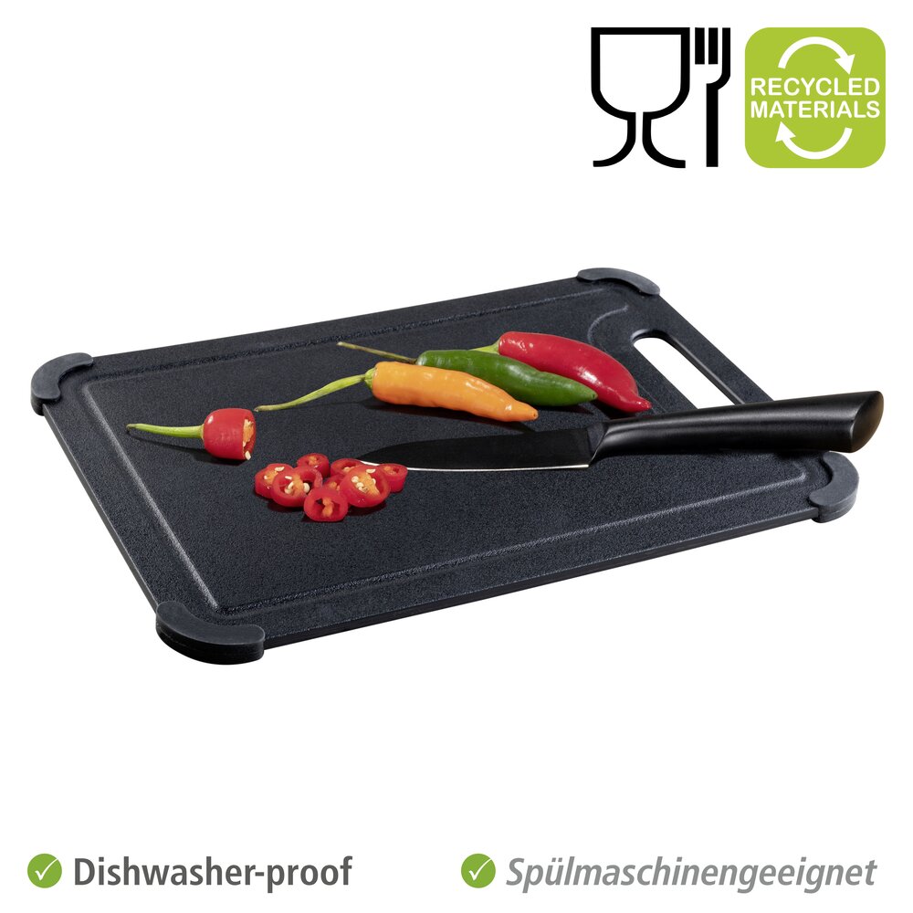 Snijplank Mod. Peet, set van 2, zwart, gerecycled kunststof, 30x20,5x0,8 cm