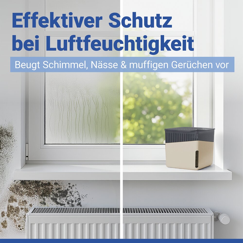 Raumentfeuchter Mod. Cube Beige 1000 g, 2er Set  beugt Schimmel und Gerüchen vor