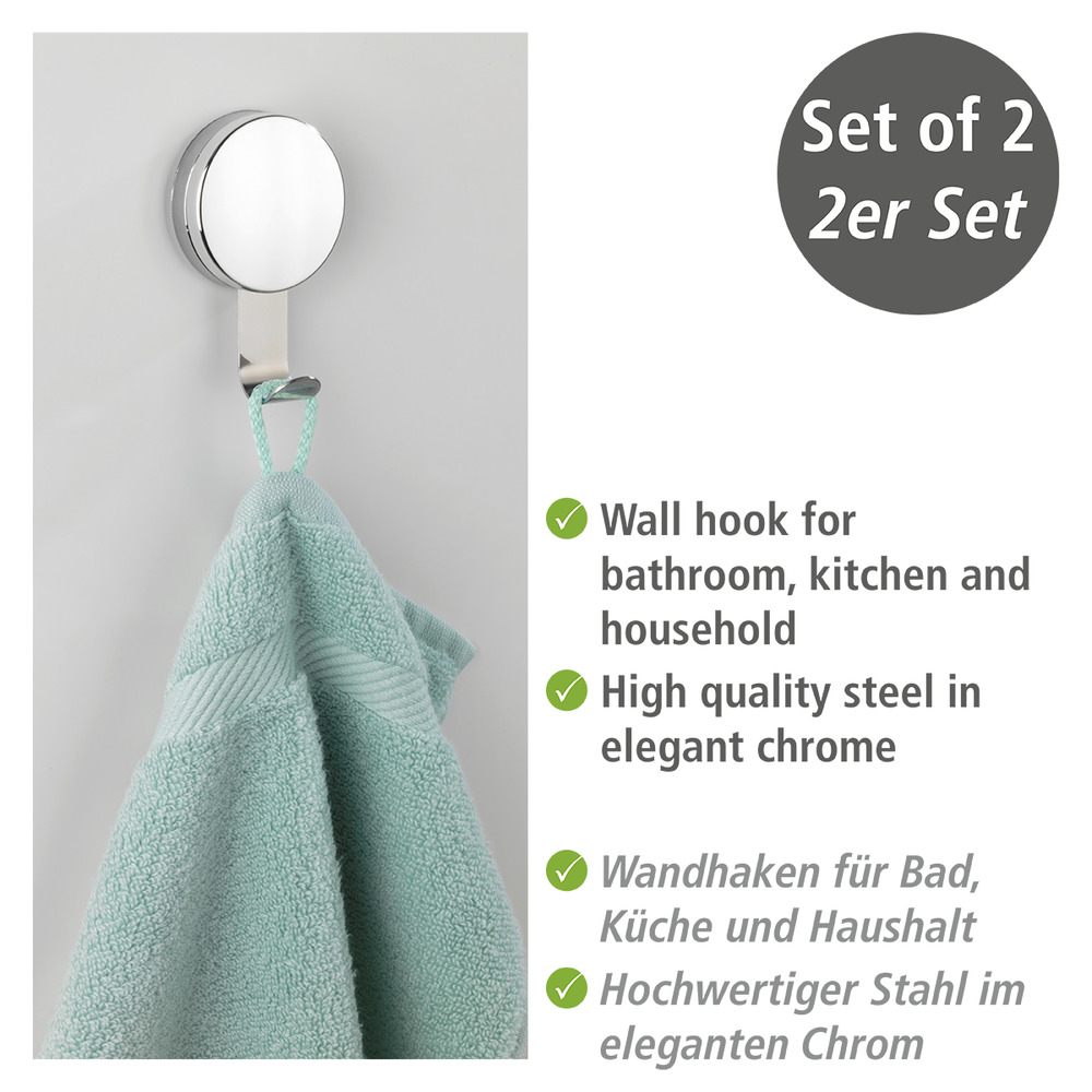 Static-Loc® Plus Wandhaken Osimo 2er Set  Handtuch-Haken, Kleiderhaken, Befestigen ohne bohren