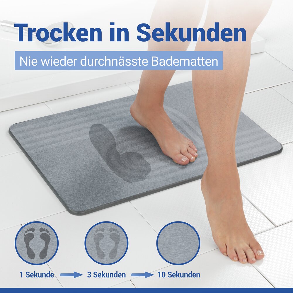 Diatomiet badmat Mod. Manhattan grijs, 60 x 39 cm