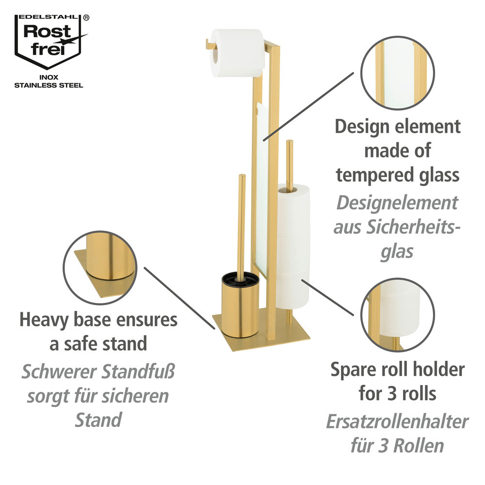 Stand WC-Garnitur Mod. Rivalta Gold  Edelstahl rostfrei