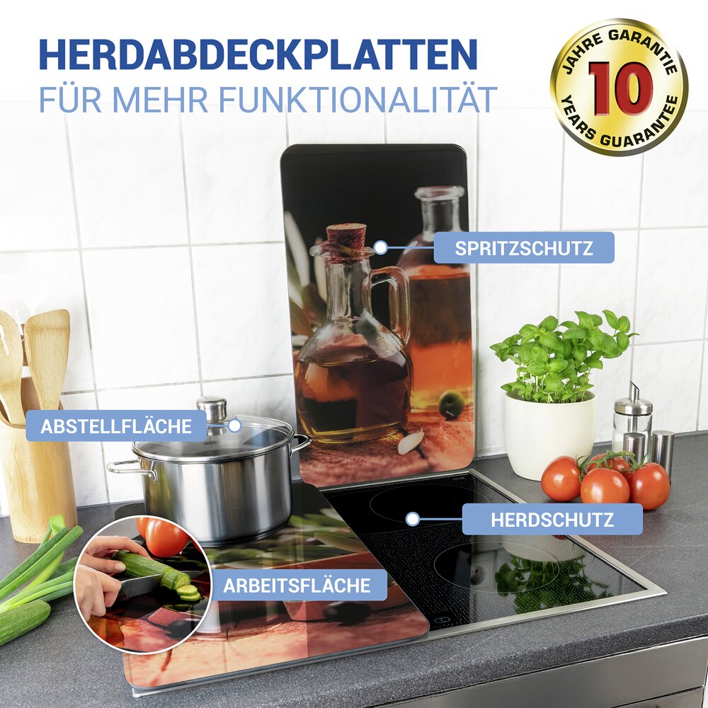 Herdabdeckplatte Universal Mod. Olivenöl, 2er Set  für alle Herdarten geeignet