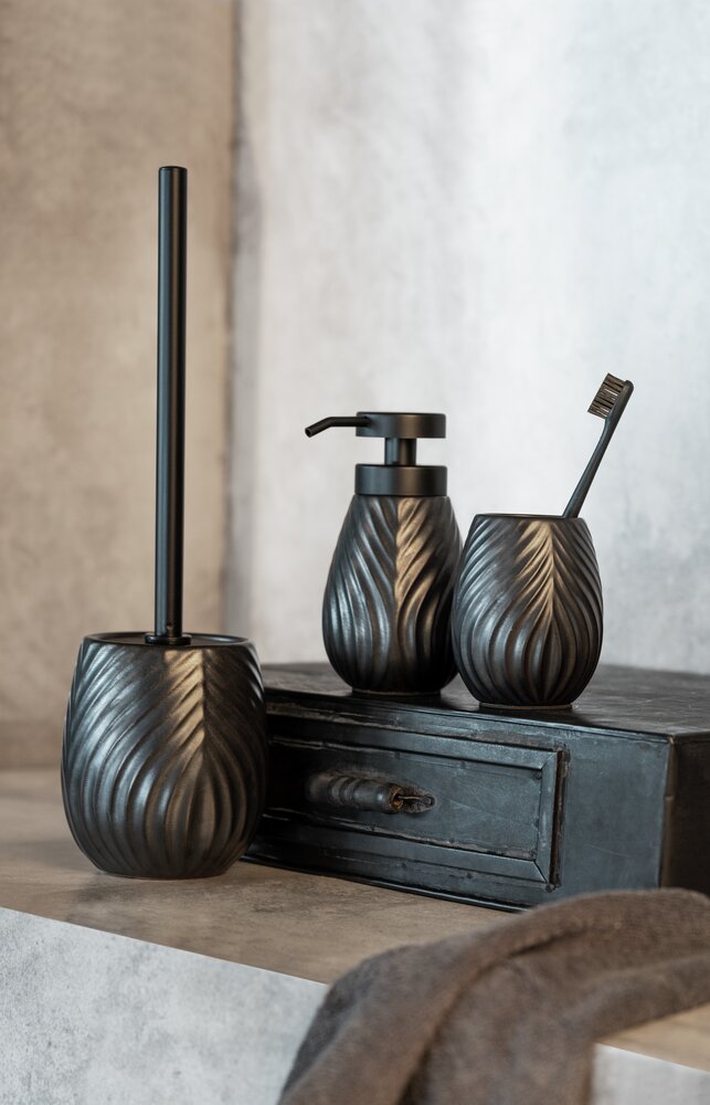 Distributeur de savon céramique Idro Anthracite  structure de lignes audacieuses