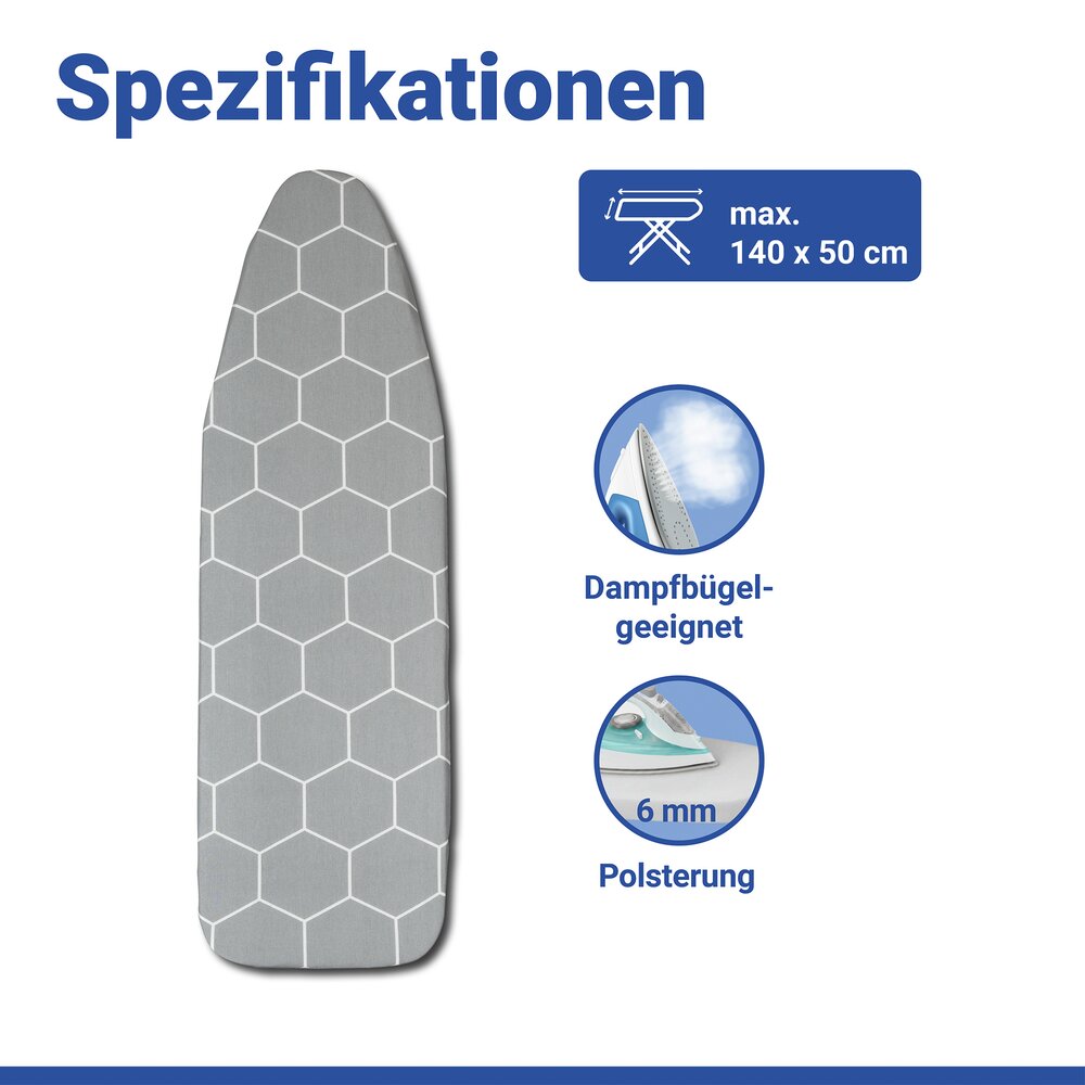 Bügelbrettbezug Mod. Alu-Comfort L/XL  passend bis 140 x 50 cm, bis zu 50 % Zeitersparnis
