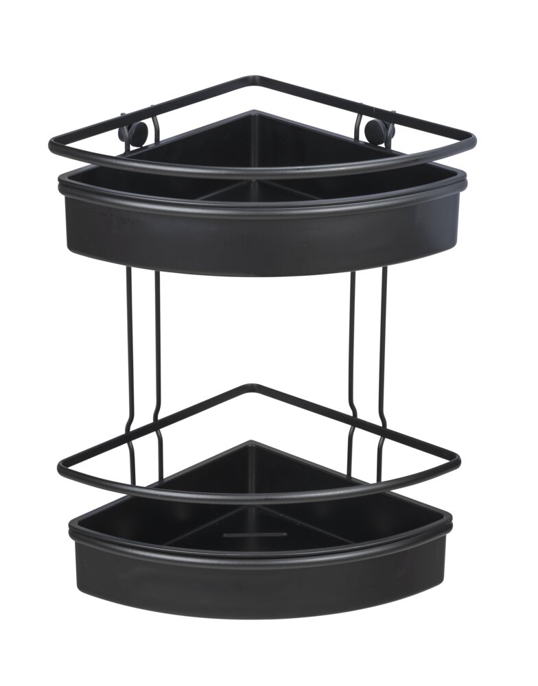 Eckregal 2 Etagen Mod. Molinella Schwarz  Extra tiefe Körbe für Shampoo- und Duschgelflaschen