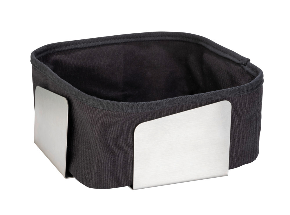 Brotkorb Mod. FLAVIO, schwarz, Edelstahl, Polyester, Baumwolle, 20x9x20 cm  abnehmbarer Stoffeinsatz