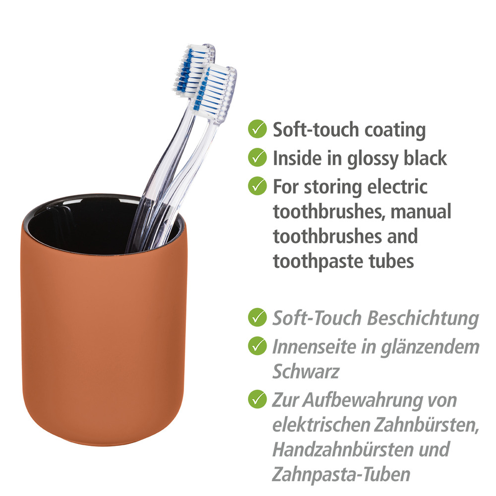 Zahnputzbecher Mod. Avellino Terracotta Keramik  Keramik, mit Soft-Touch Oberfläche