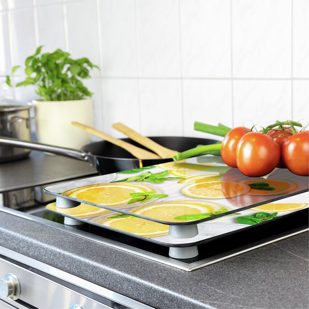 Protège-plaque universel Citrons  set de 2, pour tous les types de cuisinières