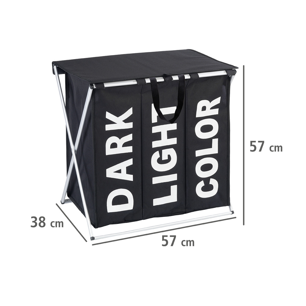 Wäschesammler Mod. Trio Top Schwarz  Wäschekorb, 118 l