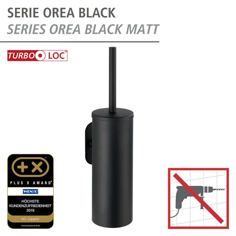 Turbo-Loc® Brosse WC Orea Black mat  fixer sans percer