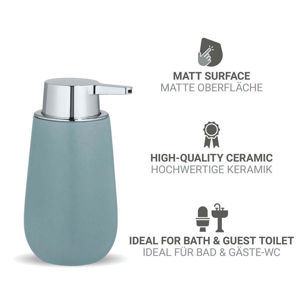 Seifenspender Mod. Badi Blaugrau  hochwertige Keramik, Füllmenge 320 ml