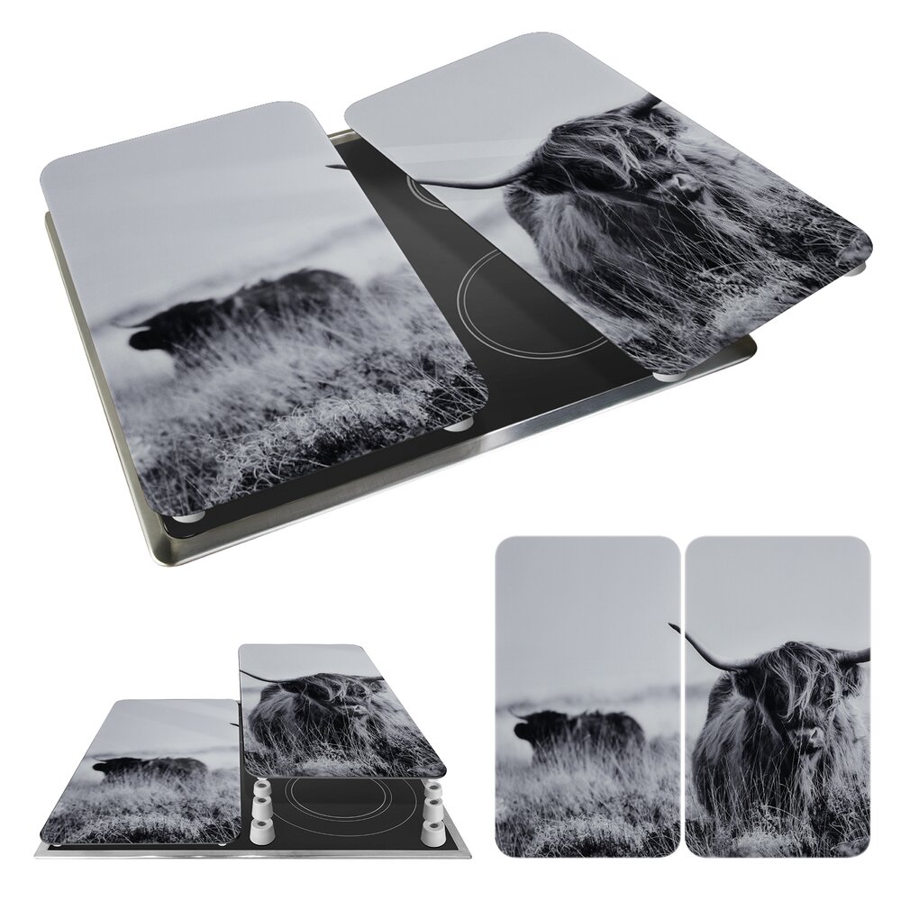 Herdabdeckplatte Universal Mod. Highland Cattle, 2er Set  für alle Herdarten geeignet