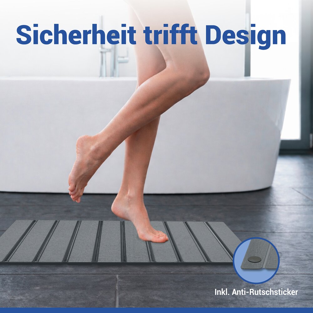 Diatomiet badmat Mod. Tritea grijs, 55 x 39 cm