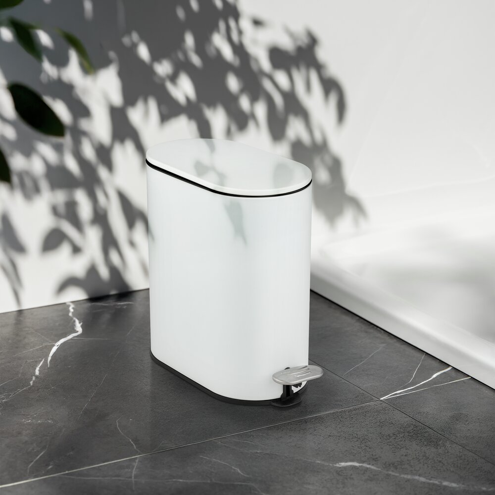 Pedaalemmer Mod. Collungo, wit, staal/kunststof, 5L, Easy-Close