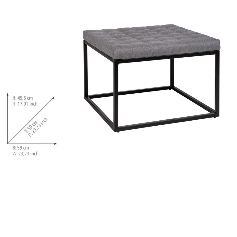 Hocker mit Polster Amandola  60 x 45,5 x 59 cm, belastbar bis zu 120 kg