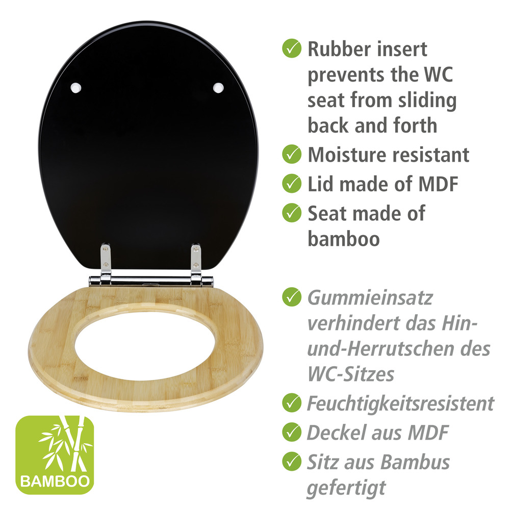 WC-Sitz Mod. Bambusa Black  aus MDF und Bambus