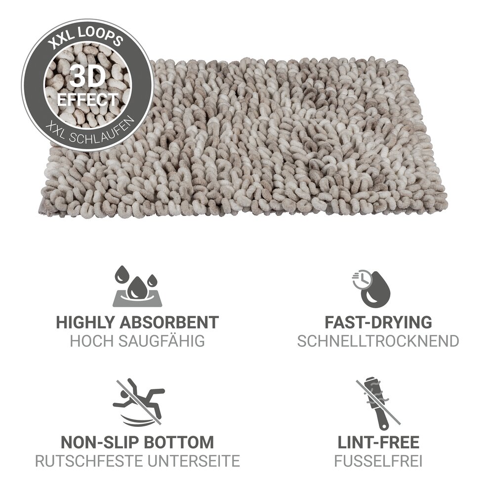 Badmat Mod. Lerici, wit-grijs, polyester-katoen, 60x90 cm