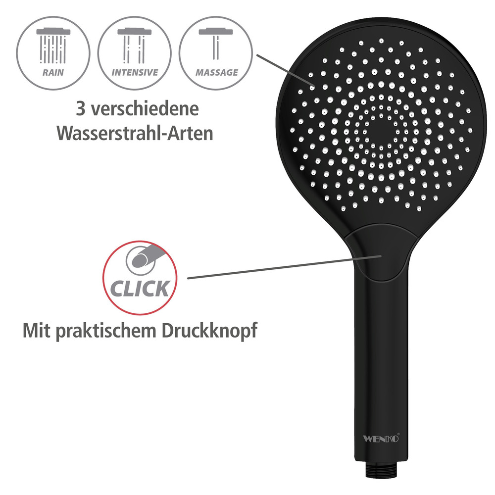 Duschkopf Watersaving Schwarz matt  Ø 12 cm