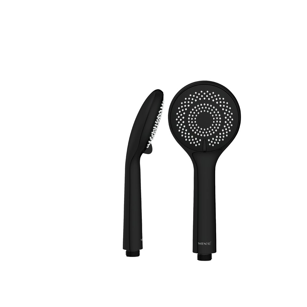 Pommeau de douche 3 jets, 40% économie d'eau, ø12 cm, finition noir mat, embout universel 1/2"  ø12 cm