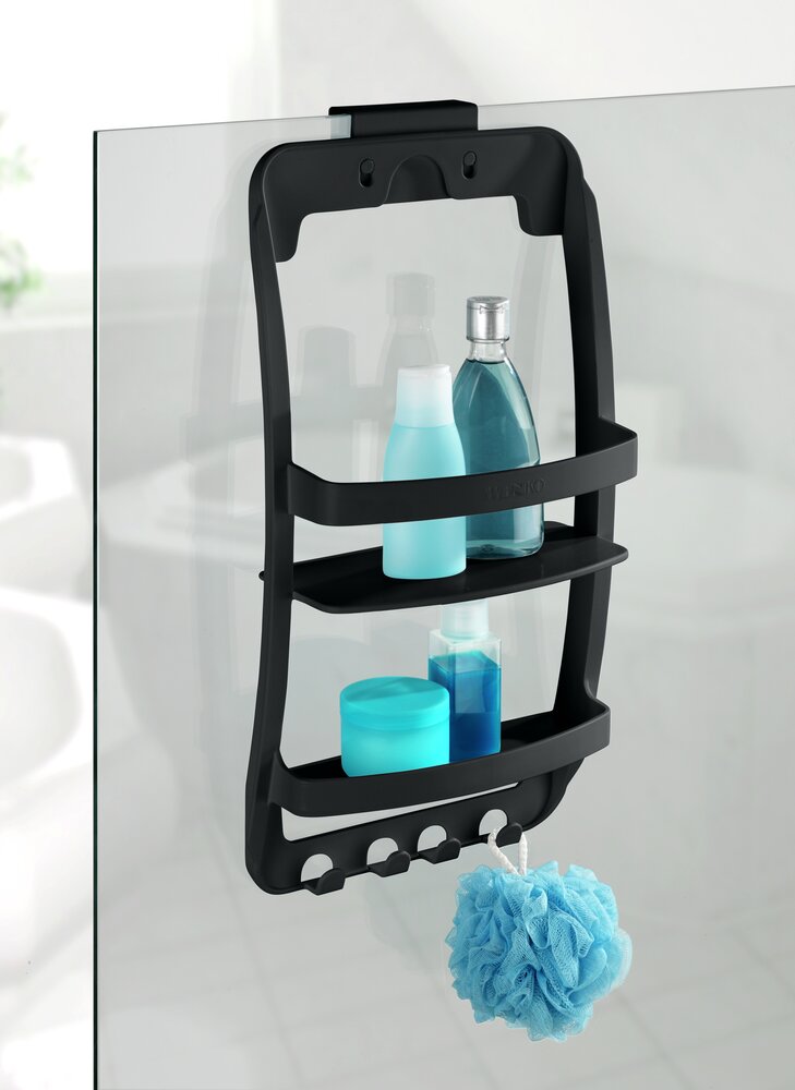 Badregal Mod. Universal, schwarz, Kunststoff, 26x54,5x11,5 cm  ohne Bohren montierbar