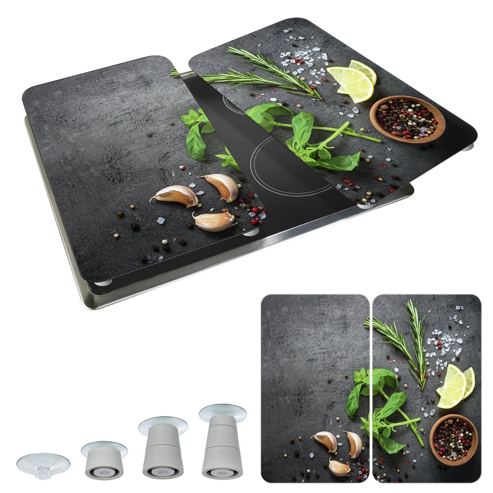 Herdabdeckplatten Universal Mod. Kräuter, 2er Set  für alle Herdarten geeignet