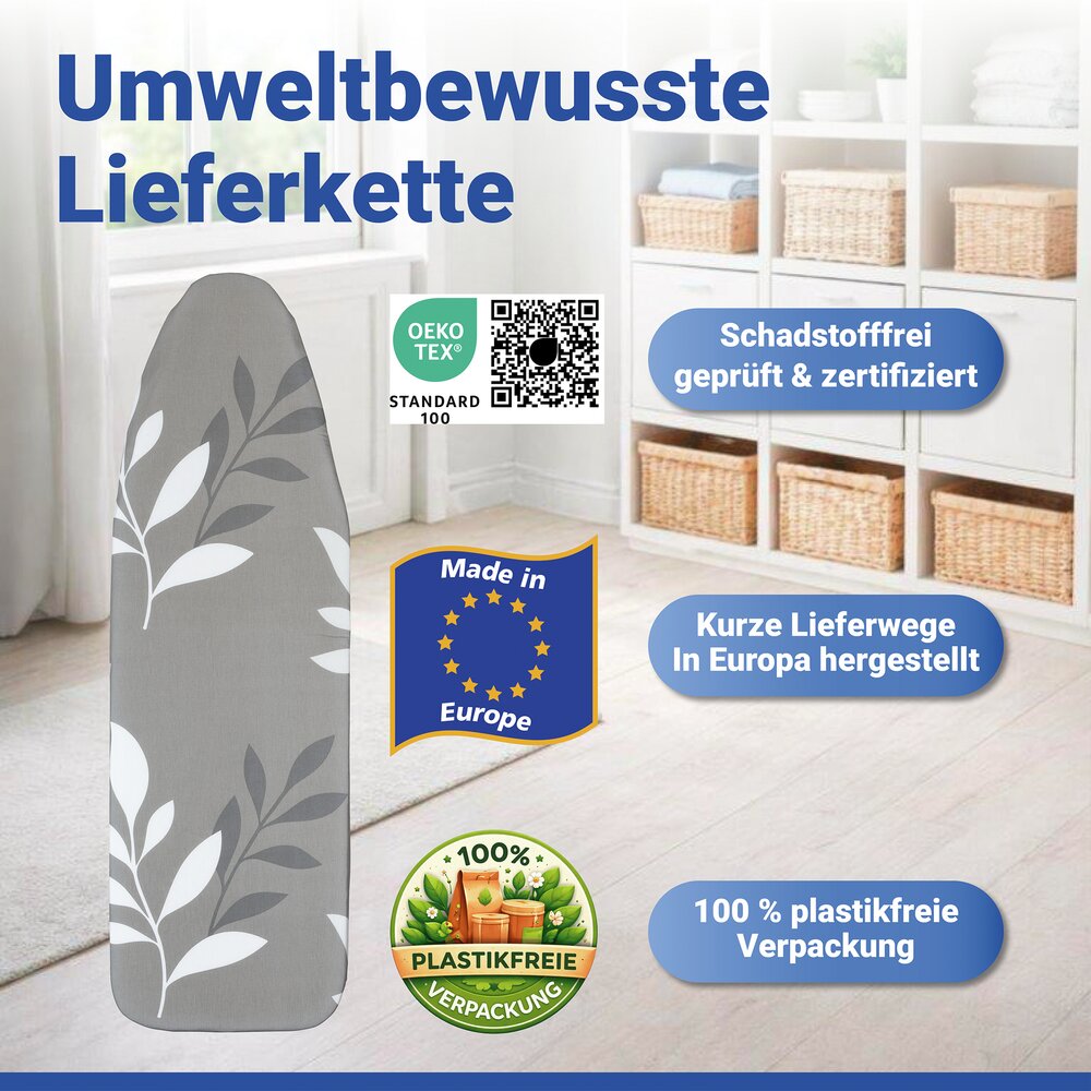 Bügelbrettbezug Mod. Premium S/M  passend bis 125 x 45 cm, bis zu 60 % Zeitersparnis