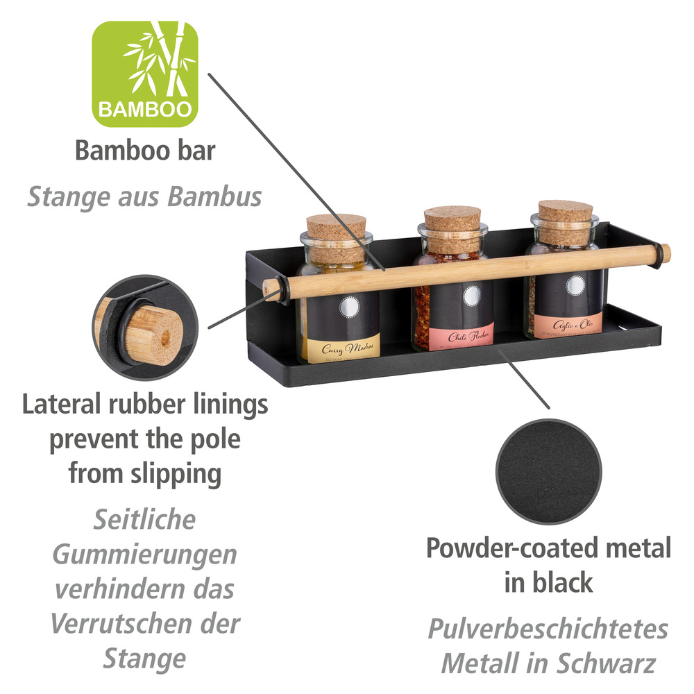 Gewürzregal Mod. Magna Schwarz  Befestigen ohne Bohren