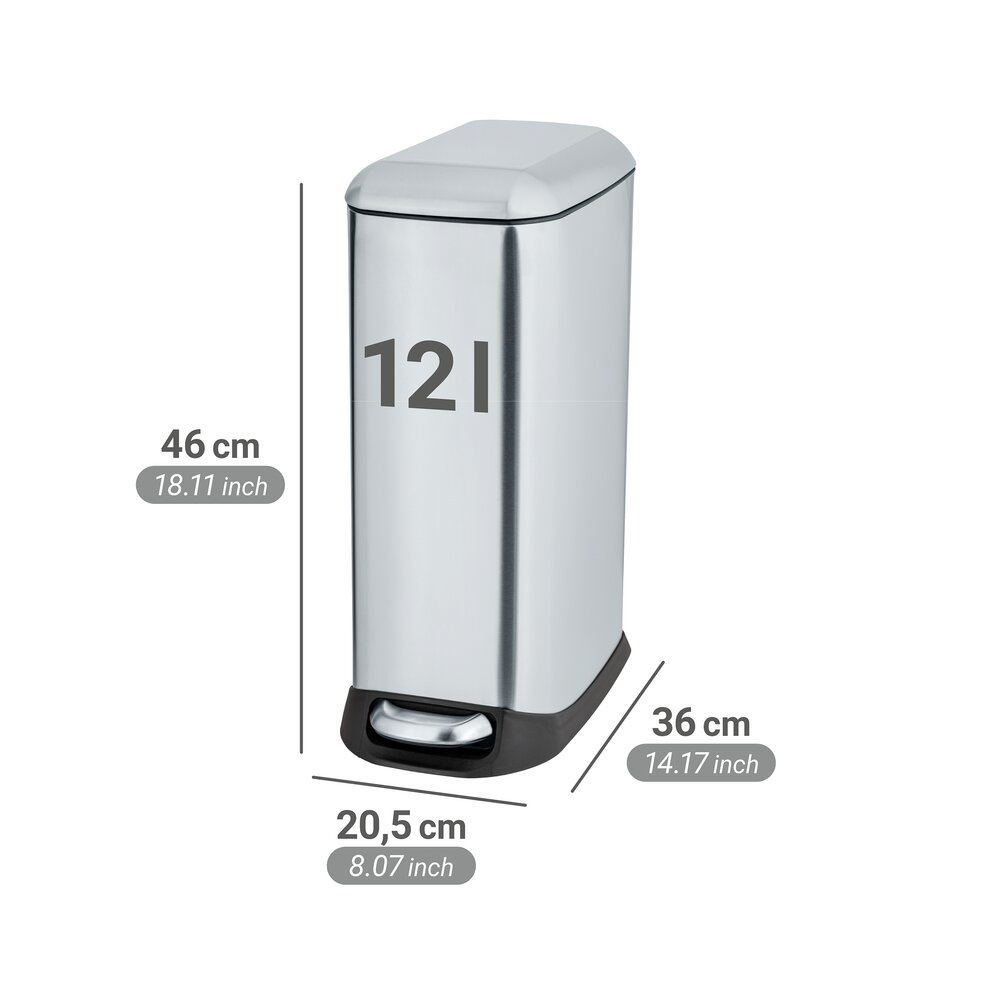 Treteimer Mod. Design 12 L, Easy-Close, Edelstahl  mit herausnehmbarem Einsatz
