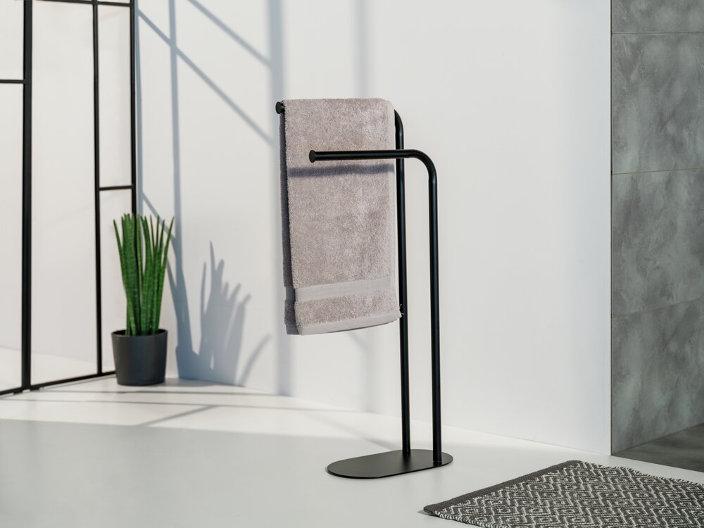 Handtuchständer Mod. Levante, schwarz, Stahl, 30x79x17 cm  rostfrei und platzsparend